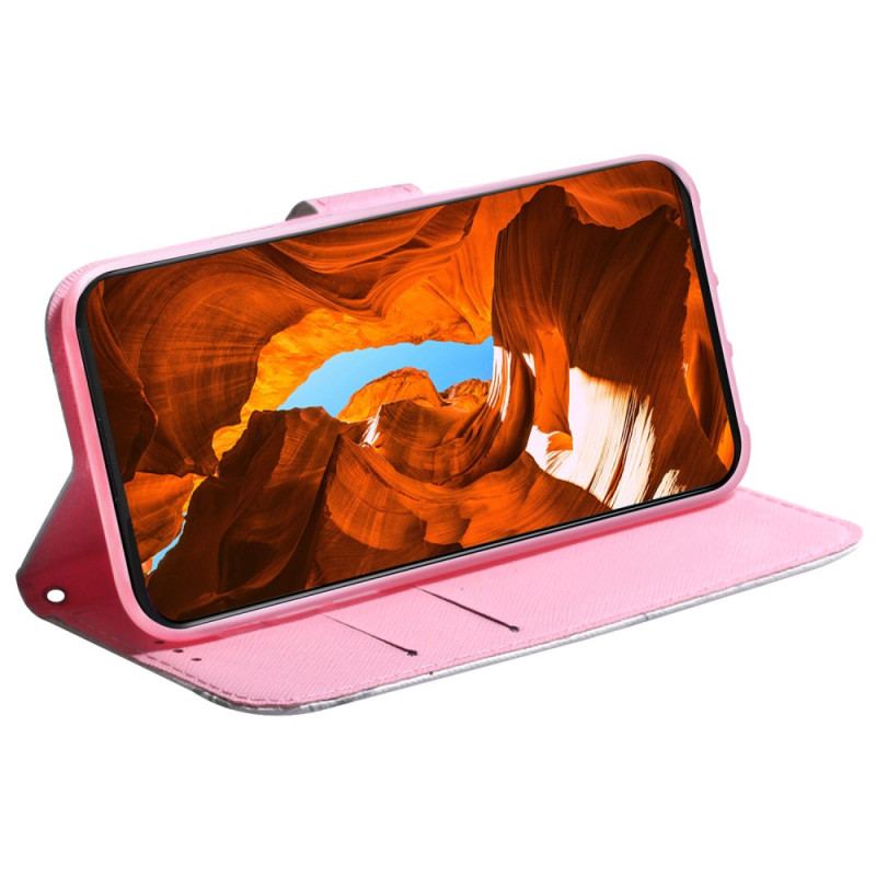 Capa Flip Para Xiaomi 13 Pro De Cordão Flor De Rosa Com Tiras