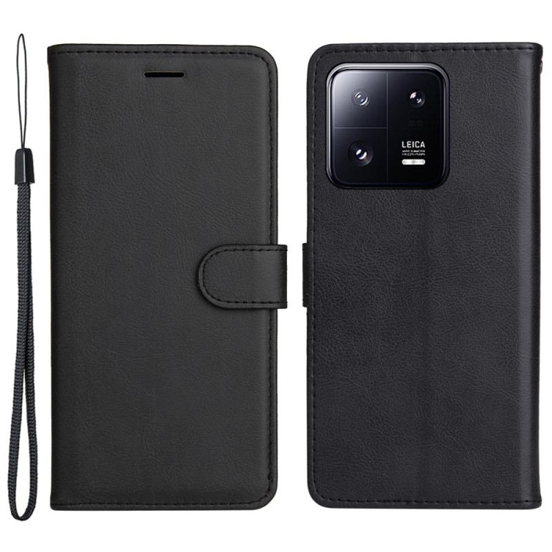 Capa Flip Para Xiaomi 13 Pro De Cordão Simples Com Alça