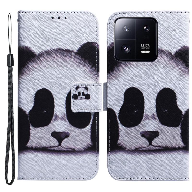 Capa Flip Para Xiaomi 13 Pro De Cordão Strappy Panda