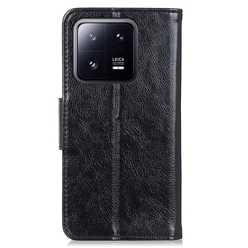 Capa Flip Para Xiaomi 13 Pro Couro Napa Rachado