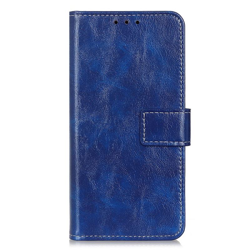 Capa Flip Para Xiaomi 13 Pro Envernizado Com Costuras Visíveis