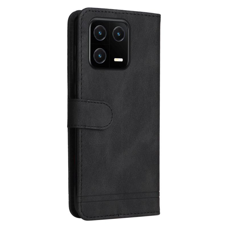 Capa Flip Para Xiaomi 13 Pro Estilo De Couro Com Rebite Decorativo