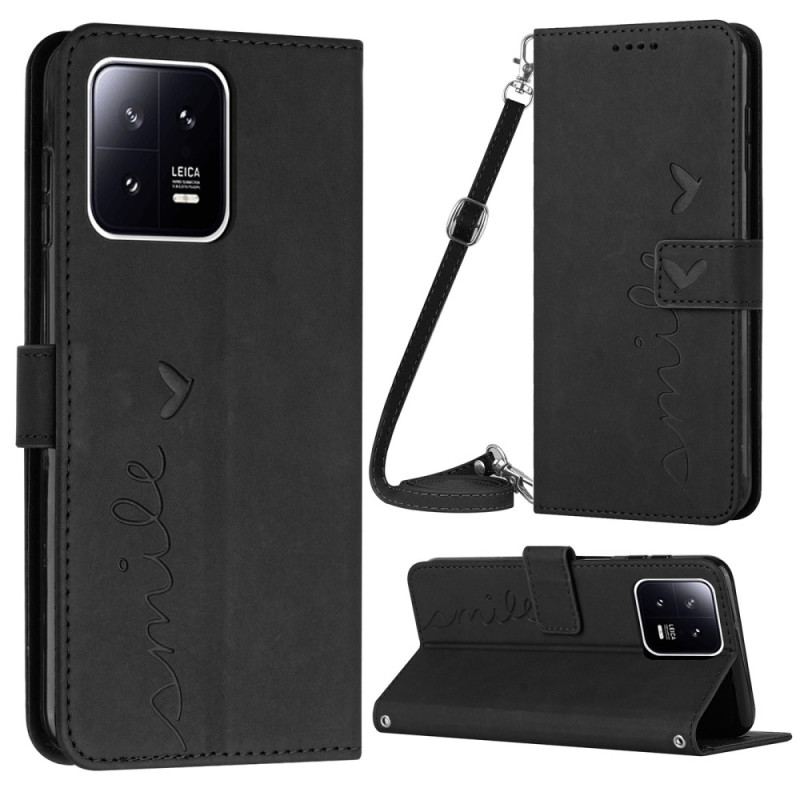 Capa Flip Para Xiaomi 13 Pro Sorria Com Cordão