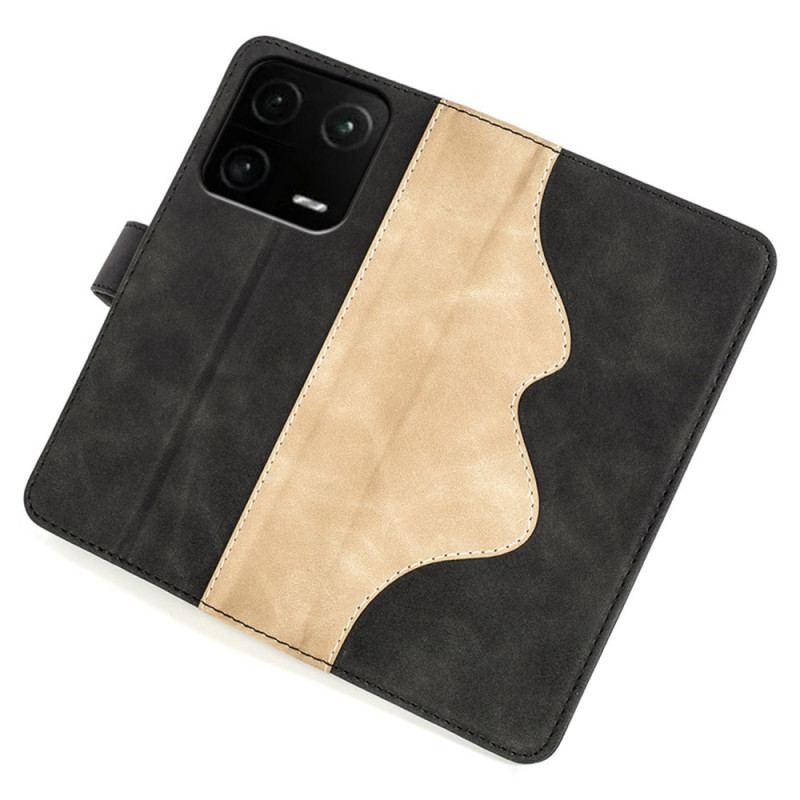 Capa Folio Para Xiaomi 13 Pro Estilo De Couro Ondulado