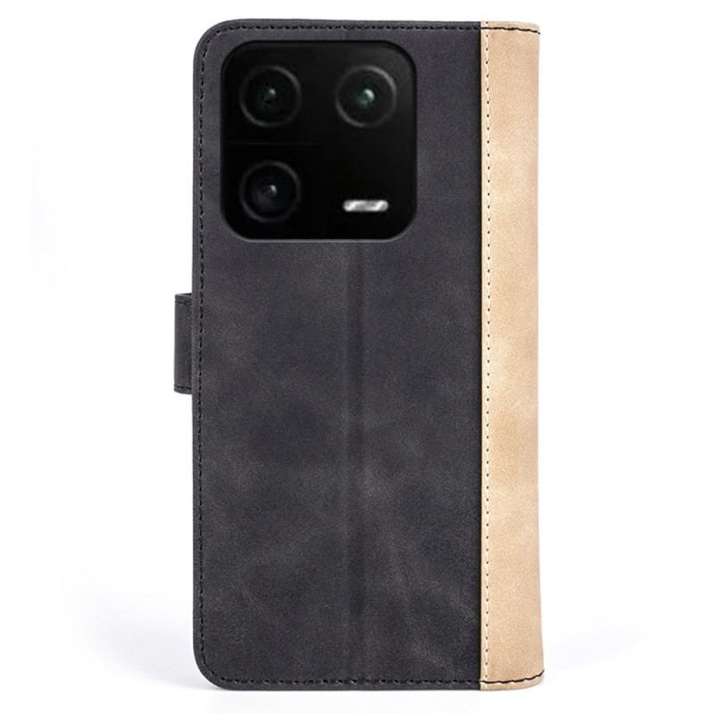 Capa Folio Para Xiaomi 13 Pro Estilo De Couro Ondulado