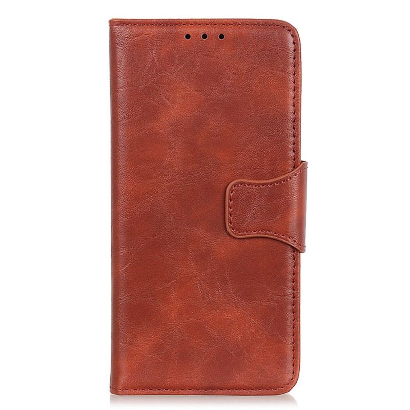 Capa Folio Para Xiaomi 13 Pro Fecho Reversível De Couro Rachado