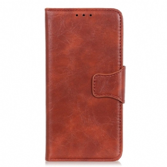 Capa Folio Para Xiaomi 13 Pro Fecho Reversível De Couro Rachado