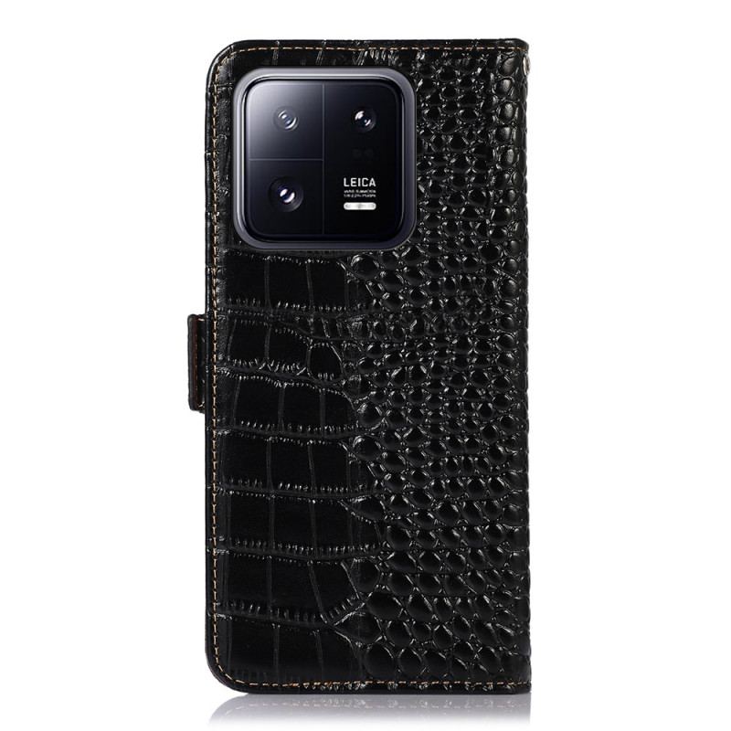 Capa Folio Para Xiaomi 13 Pro Rfid Estilo Crocodilo