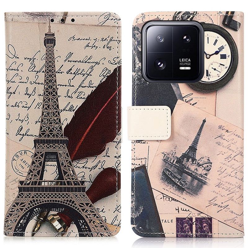 Capa Folio Para Xiaomi 13 Pro Torre Eiffel