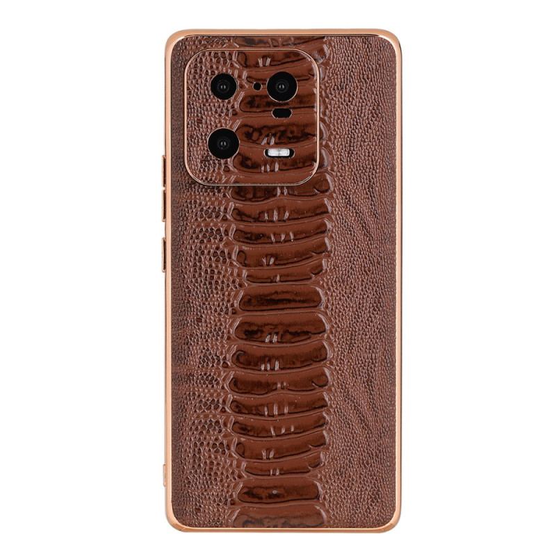 Capa Para Xiaomi 13 Pro Couro Genuíno Estilo Crocodilo