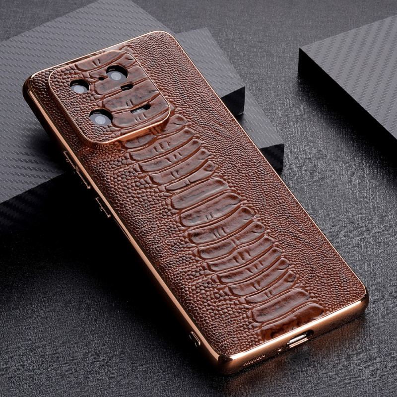 Capa Para Xiaomi 13 Pro Couro Genuíno Estilo Crocodilo