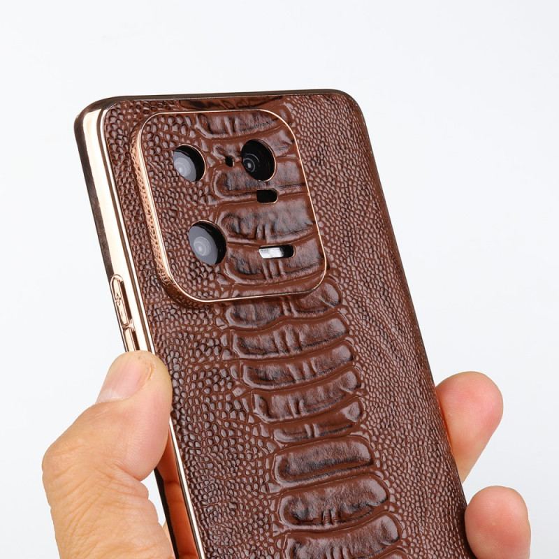 Capa Para Xiaomi 13 Pro Couro Genuíno Estilo Crocodilo