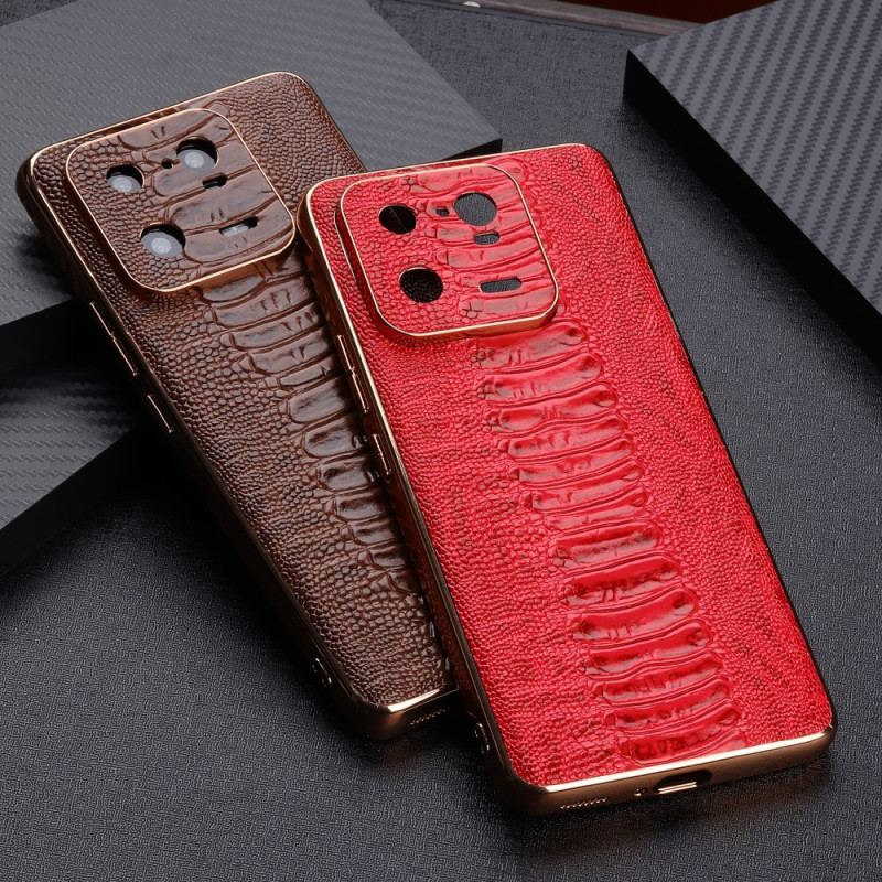 Capa Para Xiaomi 13 Pro Couro Genuíno Estilo Crocodilo