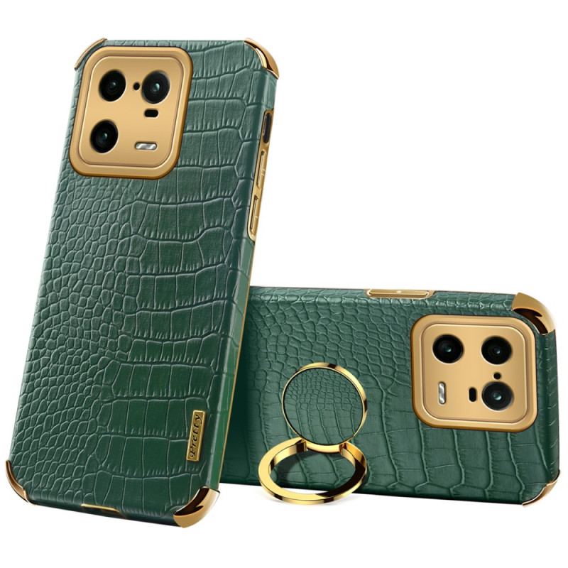 Capa Para Xiaomi 13 Pro Efeito Crocodilo Com Anel