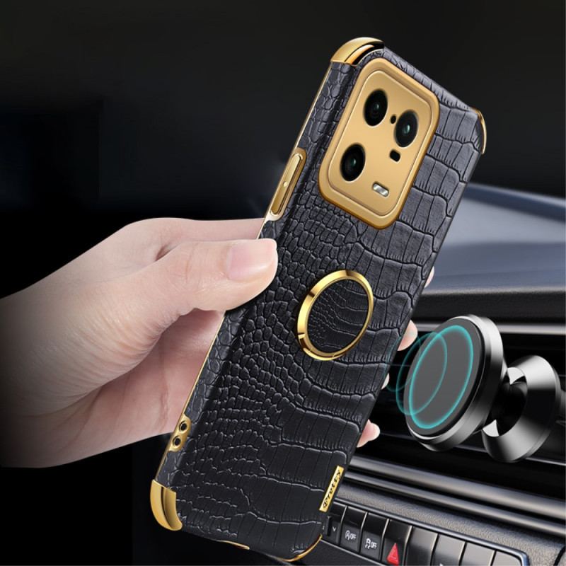 Capa Para Xiaomi 13 Pro Efeito Crocodilo Com Anel