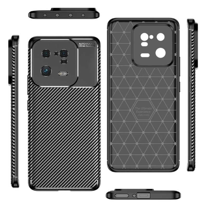 Capa Para Xiaomi 13 Pro Textura Flexível De Fibra De Carbono