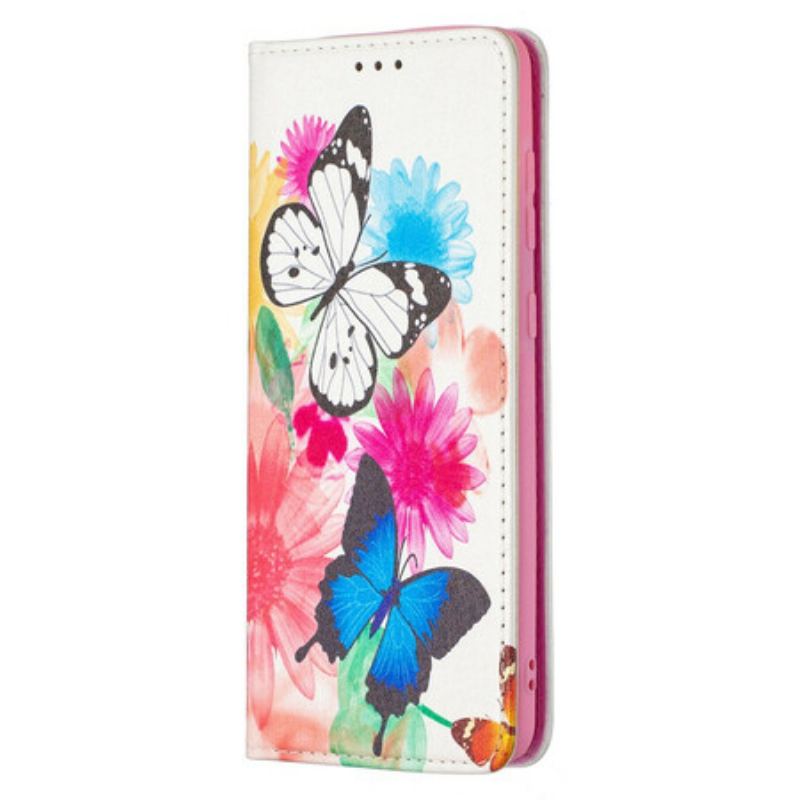 Capa De Celular Para Samsung Galaxy A21s Flip Borboletas Coloridas