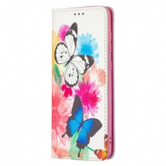 Capa De Celular Para Samsung Galaxy A21s Flip Borboletas Coloridas