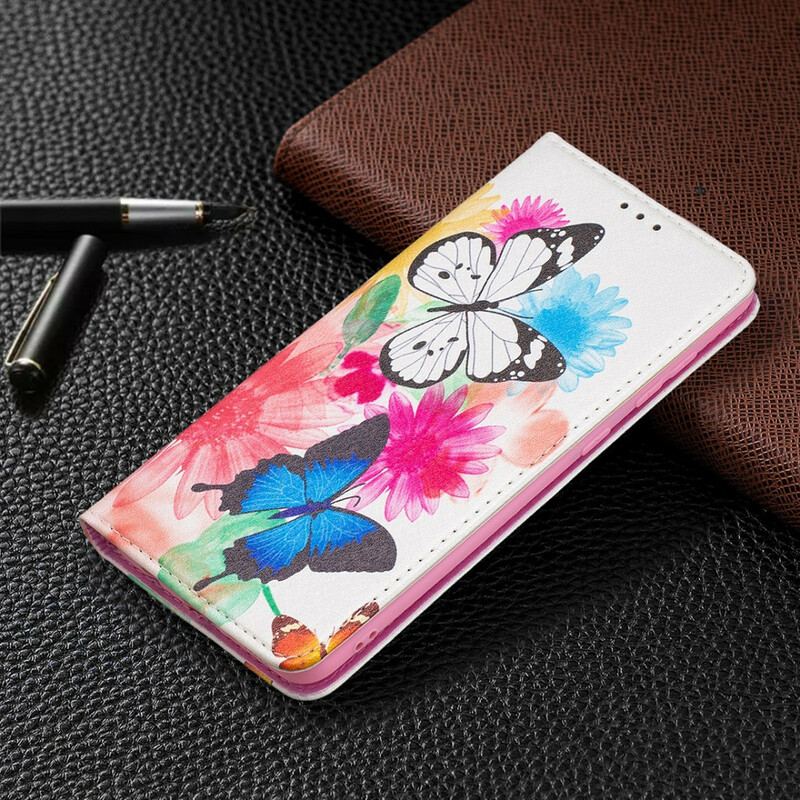 Capa De Celular Para Samsung Galaxy A21s Flip Borboletas Coloridas