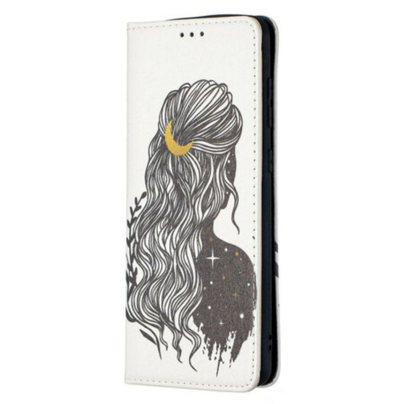 Capa De Celular Para Samsung Galaxy A21s Flip Cabelo Bonito