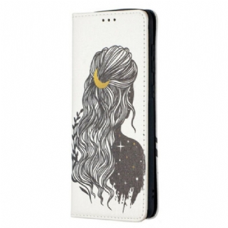 Capa De Celular Para Samsung Galaxy A21s Flip Cabelo Bonito