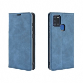 Capa De Celular Para Samsung Galaxy A21s Flip Efeito Couro Macio