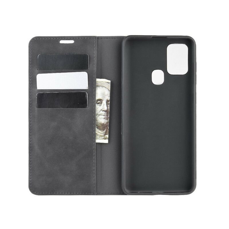 Capa De Celular Para Samsung Galaxy A21s Flip Efeito Couro Macio