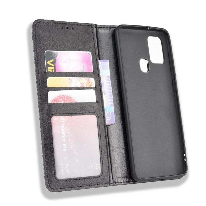 Capa De Celular Para Samsung Galaxy A21s Flip Efeito Couro Vintage Estilizado