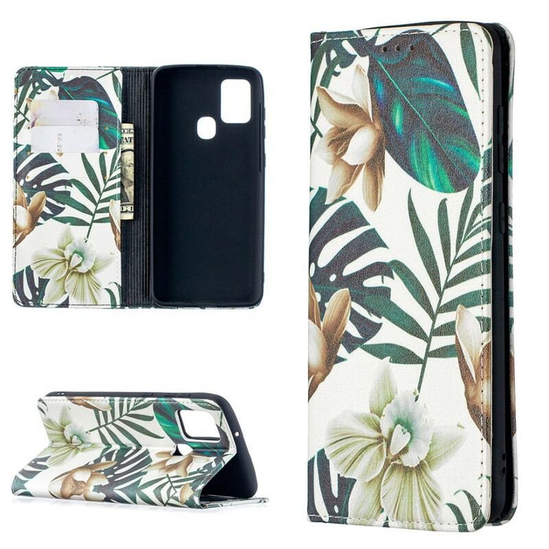 Capa De Celular Para Samsung Galaxy A21s Flip Folhas