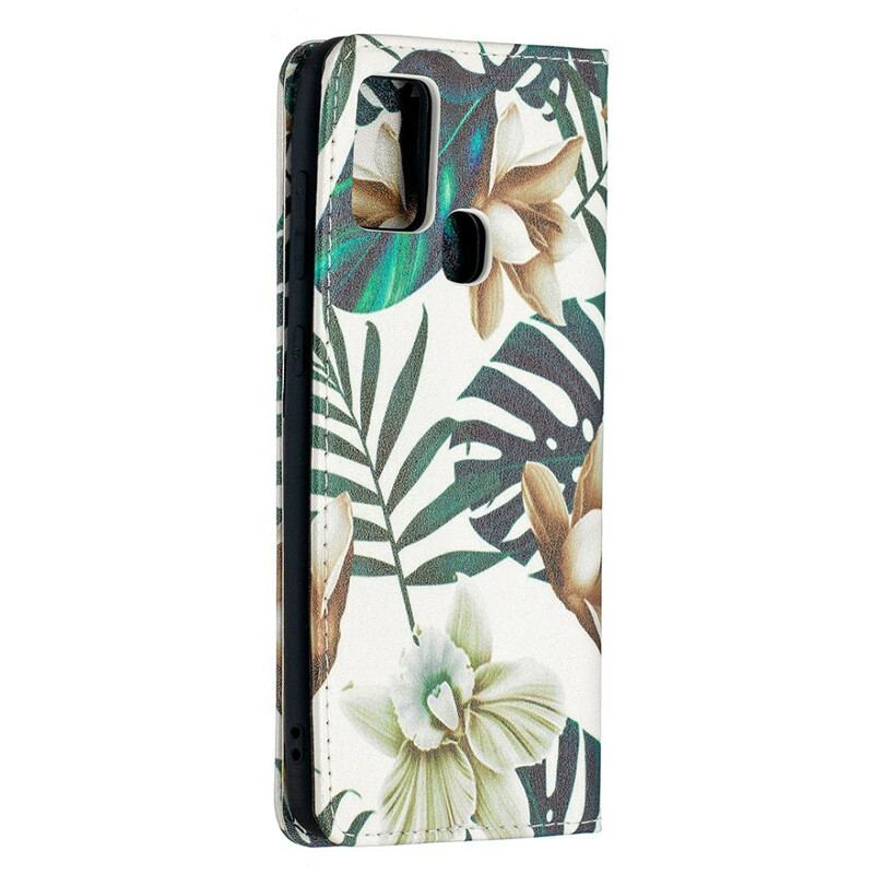 Capa De Celular Para Samsung Galaxy A21s Flip Folhas