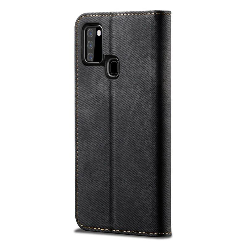 Capa De Celular Para Samsung Galaxy A21s Flip Tecido Jeans