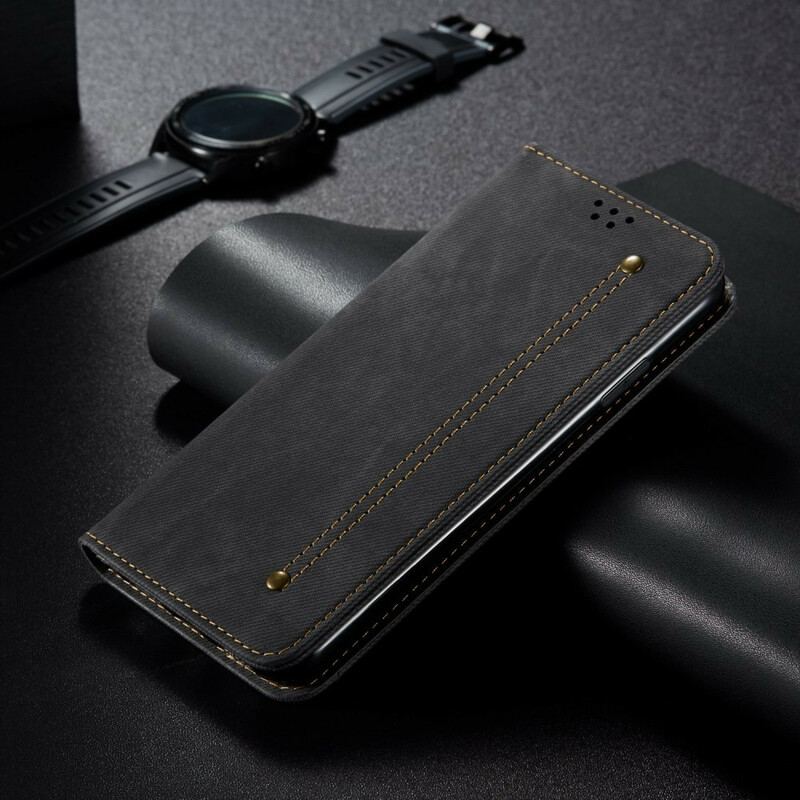 Capa De Celular Para Samsung Galaxy A21s Flip Tecido Jeans