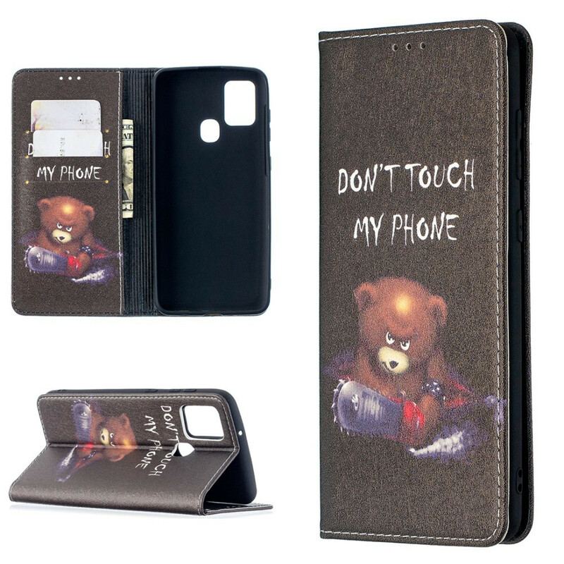 Capa De Celular Para Samsung Galaxy A21s Flip Urso Perigoso