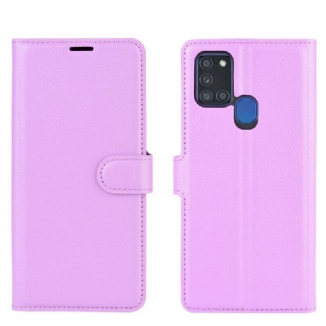 Capa De Couro Para Samsung Galaxy A21s Clássico