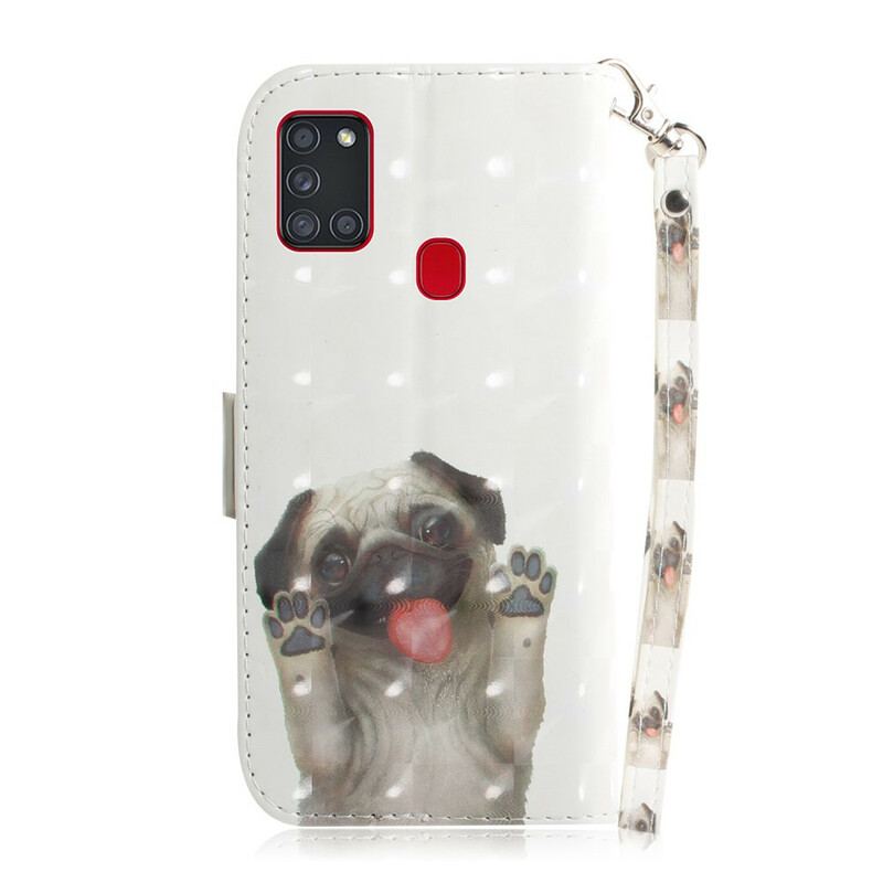 Capa De Couro Para Samsung Galaxy A21s De Cordão Amo Minha Tanga De Cachorro