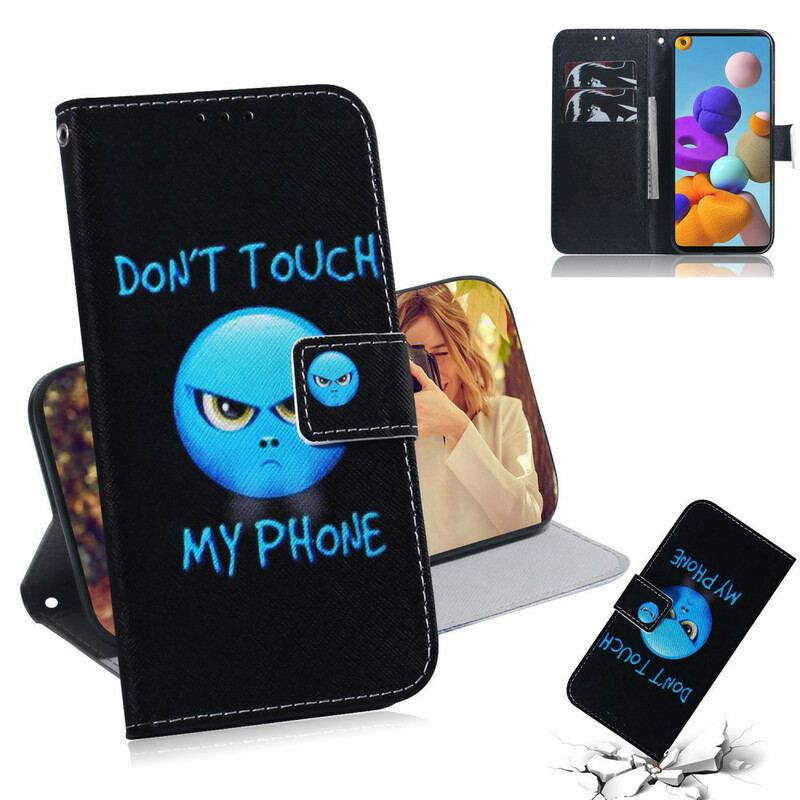 Capa De Couro Para Samsung Galaxy A21s Emoji Telefone