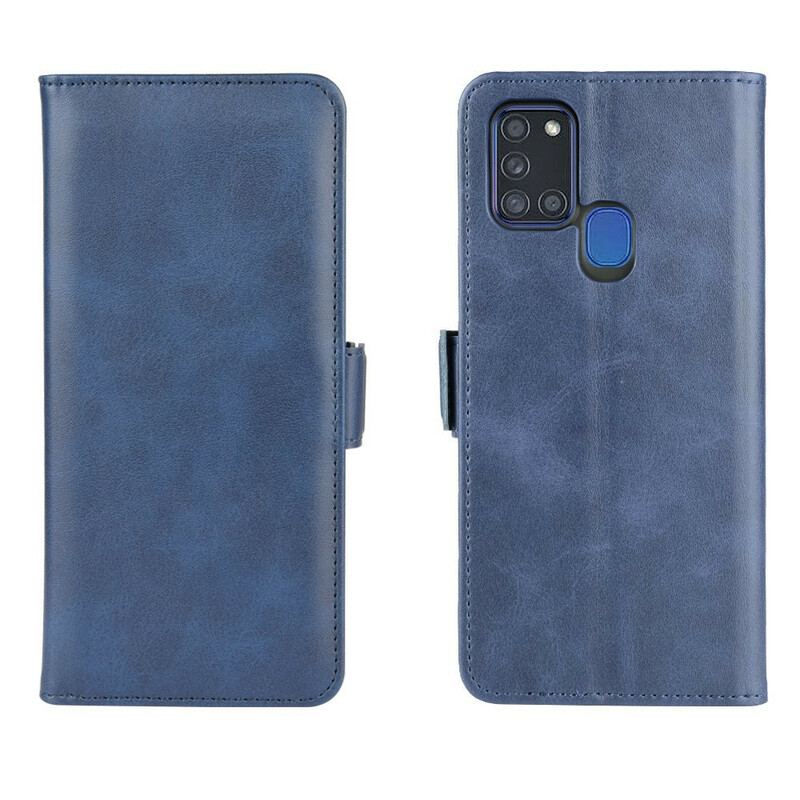 Capa De Couro Para Samsung Galaxy A21s Flip Aba Dupla