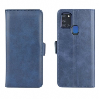 Capa De Couro Para Samsung Galaxy A21s Flip Aba Dupla