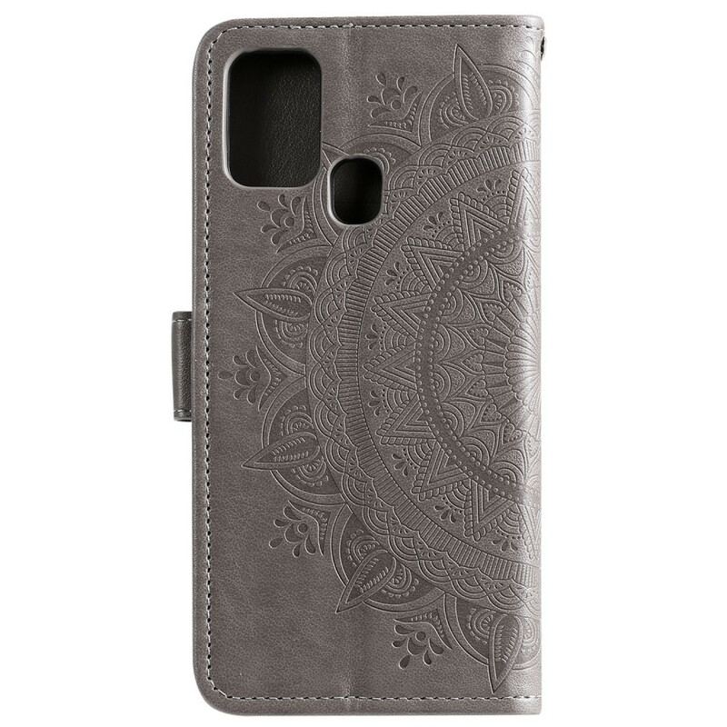 Capa De Couro Para Samsung Galaxy A21s Mandala Do Sol