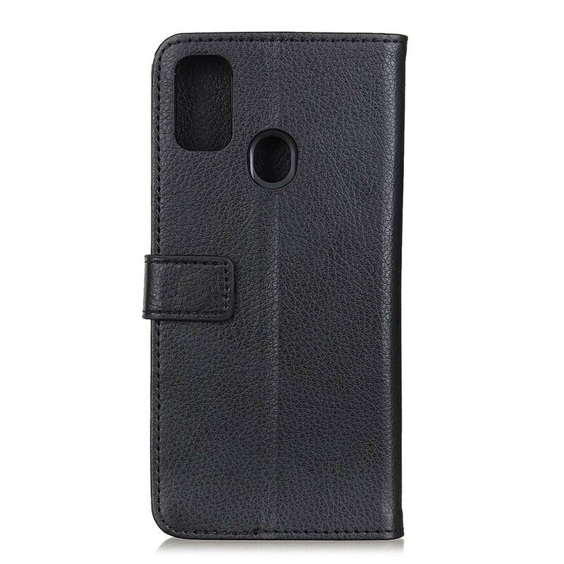 Capa De Couro Para Samsung Galaxy A21s Couro Sintético De Lichia Simples