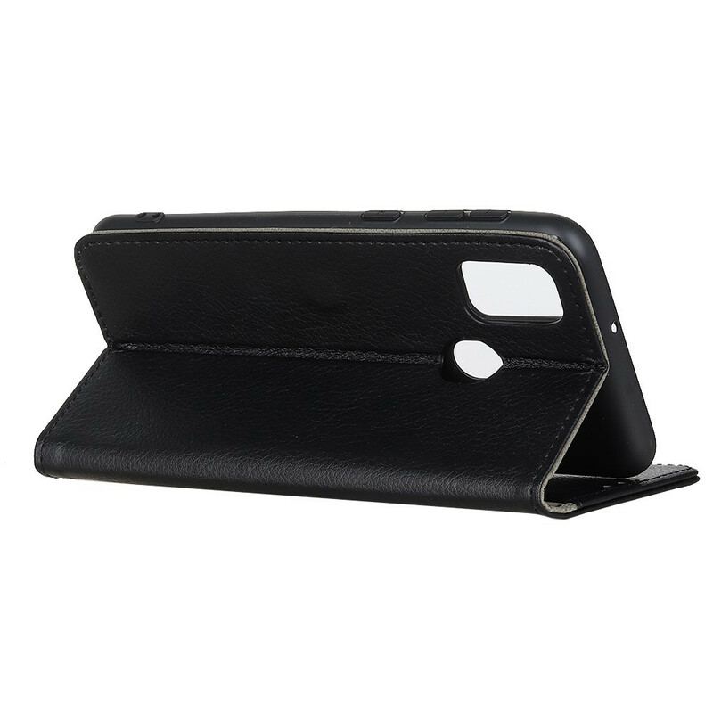 Capa De Couro Para Samsung Galaxy A21s Couro Sintético De Lichia Simples