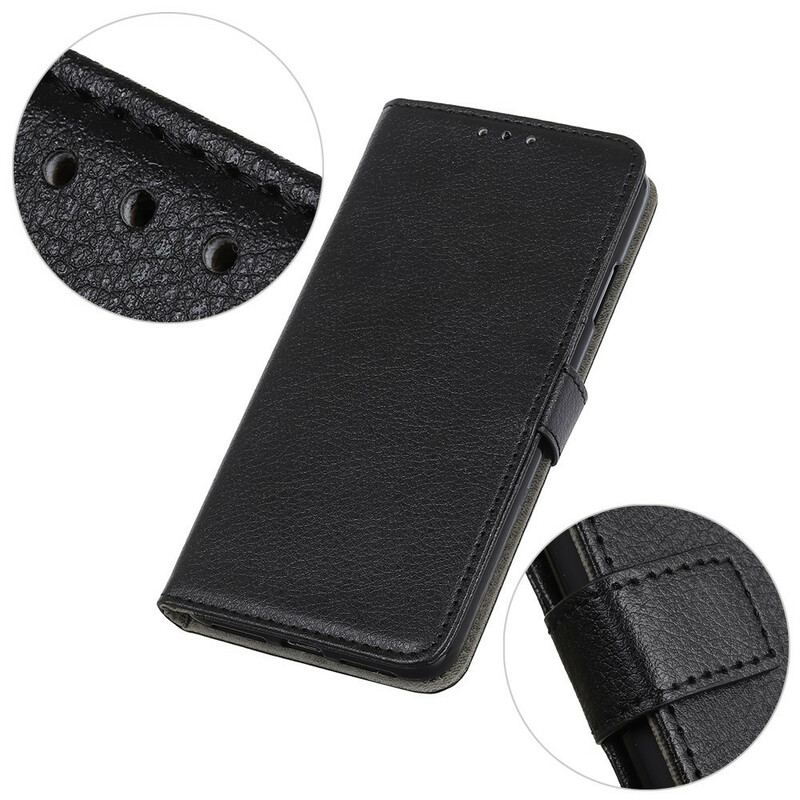 Capa De Couro Para Samsung Galaxy A21s Couro Sintético De Lichia Simples