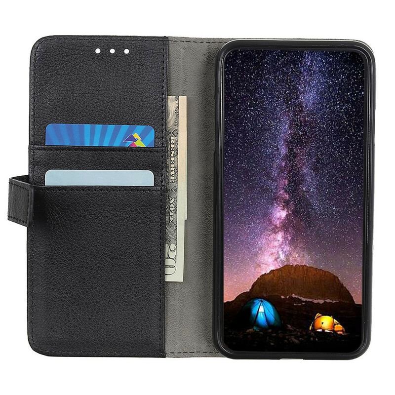 Capa De Couro Para Samsung Galaxy A21s Couro Sintético De Lichia Simples