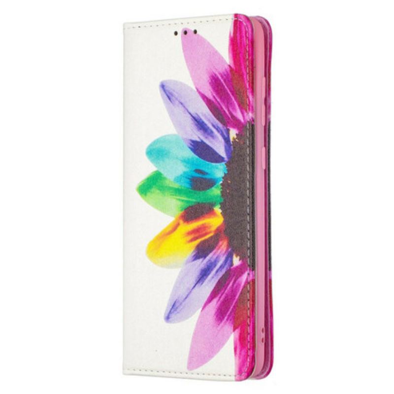 Capa Em Pele Para Samsung Galaxy A21s Flor Aquarela