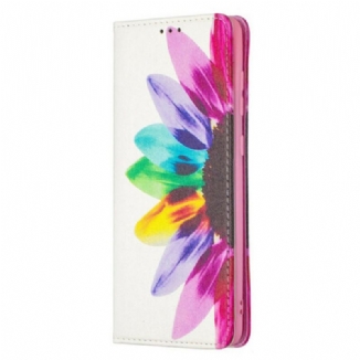 Capa Em Pele Para Samsung Galaxy A21s Flor Aquarela