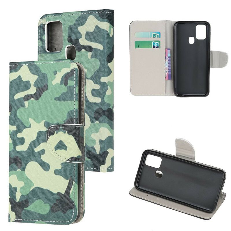 Capa Flip Para Samsung Galaxy A21s Camuflagem Militar