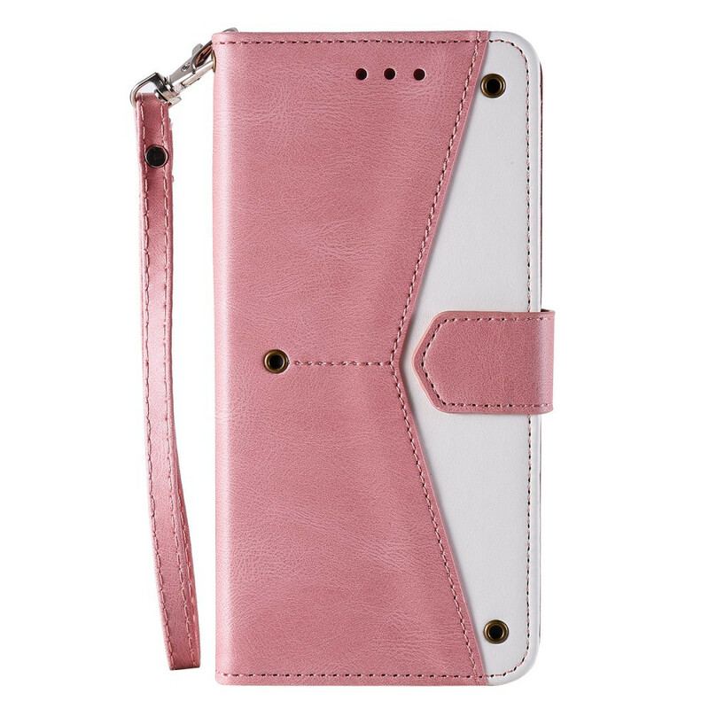 Capa Flip Para Samsung Galaxy A21s Costuras Com Toque De Pele