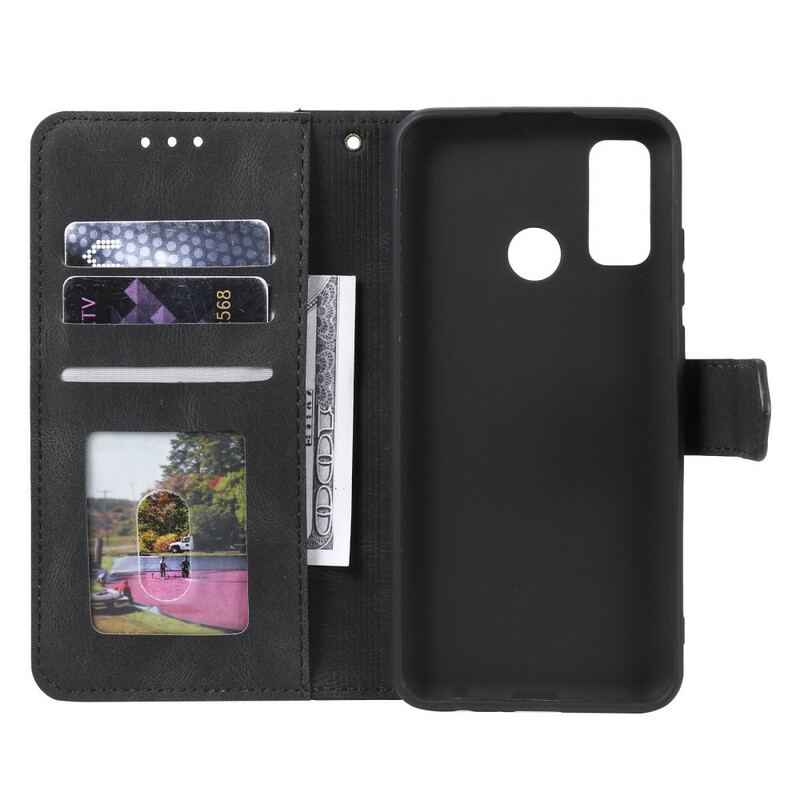 Capa Flip Para Samsung Galaxy A21s Costuras Com Toque De Pele