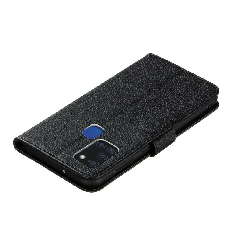 Capa Flip Para Samsung Galaxy A21s Couro Sintético Viva O Seu Sonho