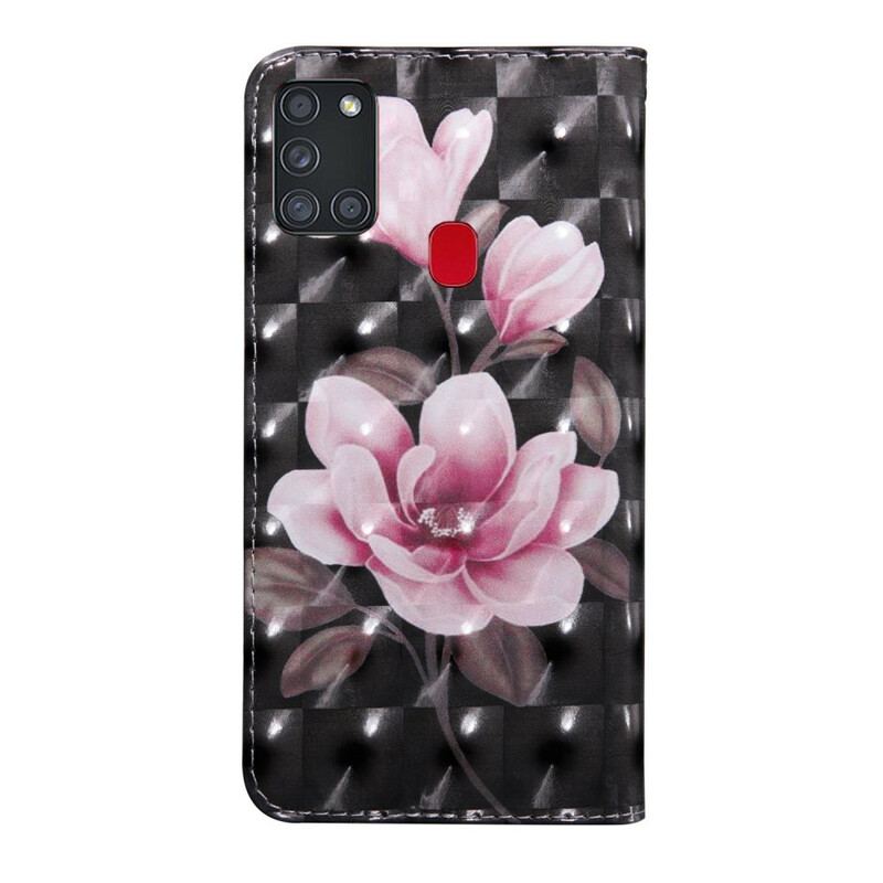 Capa Flip Para Samsung Galaxy A21s Flores Em Flor